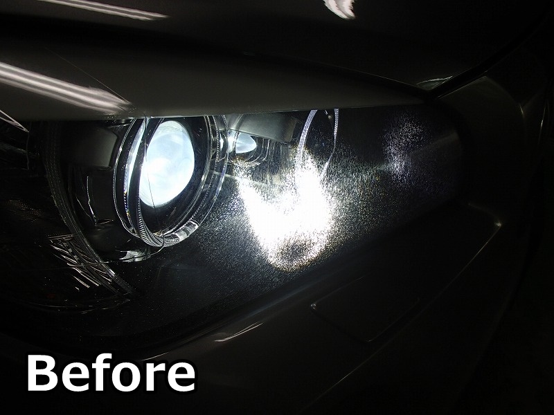 BMWX1ヘッドライト黄ばみクラックリペア施工前1
