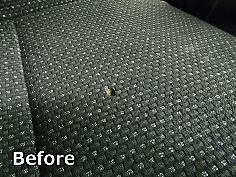 DAIHATSU HIJET burn hole in fabric seat repair_Before_02